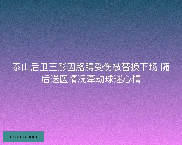 泰山后卫王彤因胳膊受伤被替换下场 随后送医情况牵动球迷心情