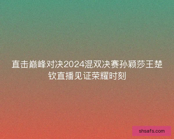 直击巅峰对决2024混双决赛孙颖莎王楚钦直播见证荣耀时刻