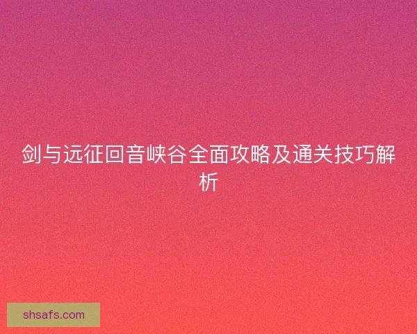 剑与远征回音峡谷全面攻略及通关技巧解析
