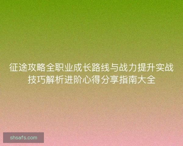 征途攻略全职业成长路线与战力提升实战技巧解析进阶心得分享指南大全