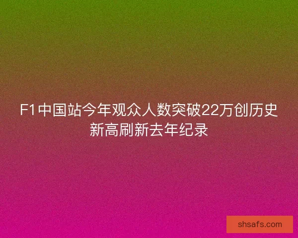 F1中国站今年观众人数突破22万创历史新高刷新去年纪录