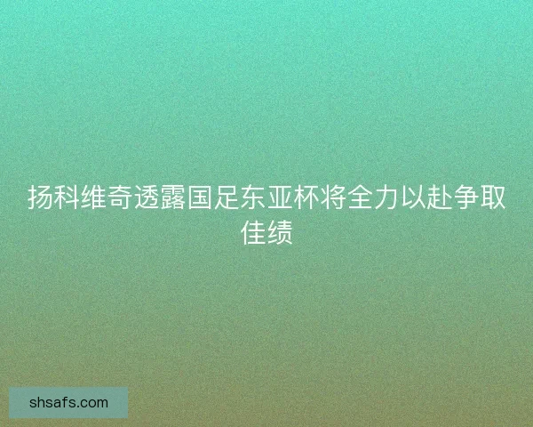 扬科维奇透露国足东亚杯将全力以赴争取佳绩