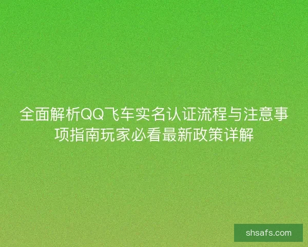 全面解析QQ飞车实名认证流程与注意事项指南玩家必看最新政策详解