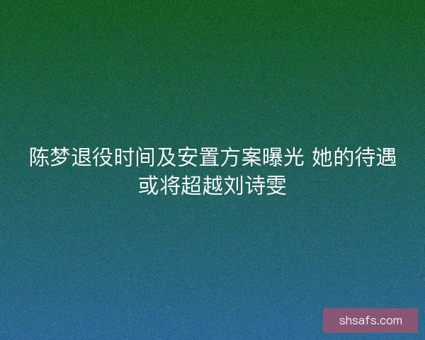 陈梦退役时间及安置方案曝光 她的待遇或将超越刘诗雯